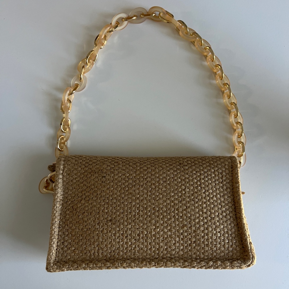 Dior Beige Woven Shoulder Bag with Acrylic Chain - Picture 4 of 16